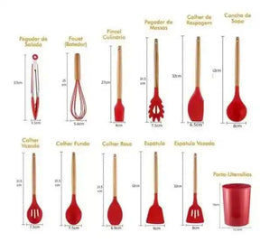 Kit Utensílios de Cozinha Silicone - 12 Peças