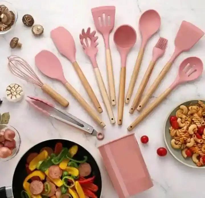 Kit Utensílios de Cozinha Silicone - 12 Peças